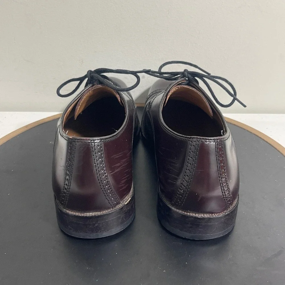 Johnston & Murphy Sheepskin Leather Oxford Dress Shoes‎ Men 8D Burgundy Cap Toe